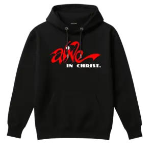 Alive in Christ graphic hoodie red on black