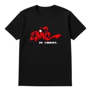 Alive in Christ graphic T-Shirt red on black