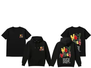 Holy Vibes Christian hoodie and t-shirt bundle with Philippians 4:8 design by Faithfont Apparel