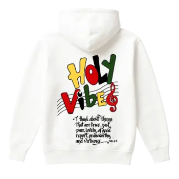 Holy Vibes white Christian Hoodie rear viewrev (1)